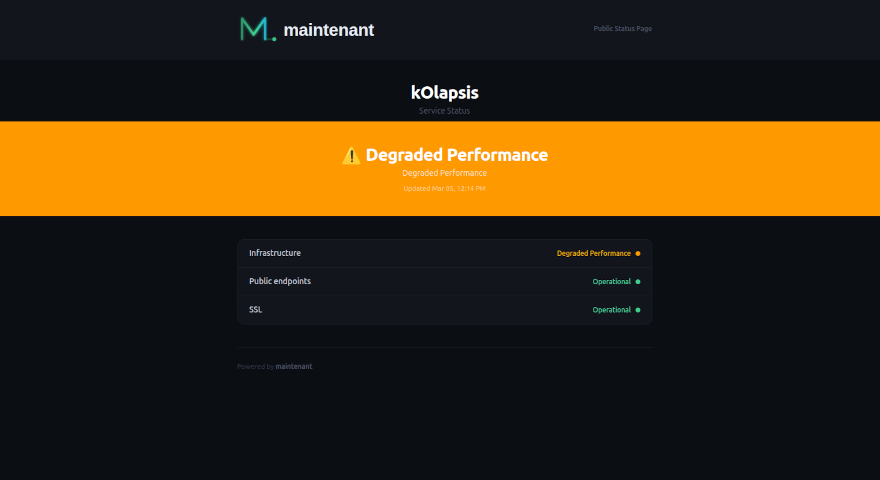 Status page — degraded performance detection