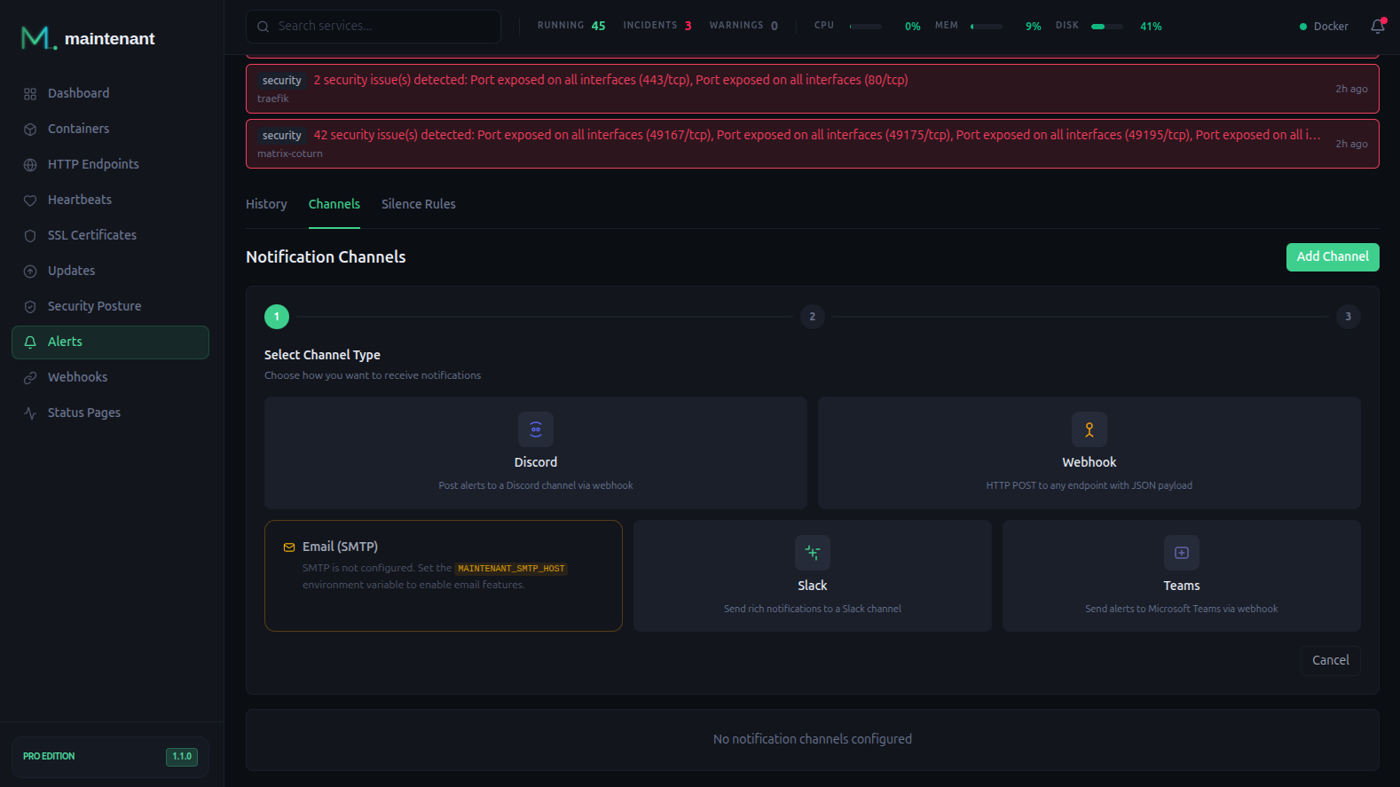 Unified alerts — Slack, Teams, Email with routing